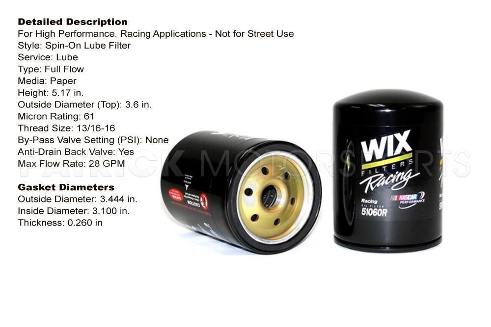 WIX 51060 Racing Oil Filter